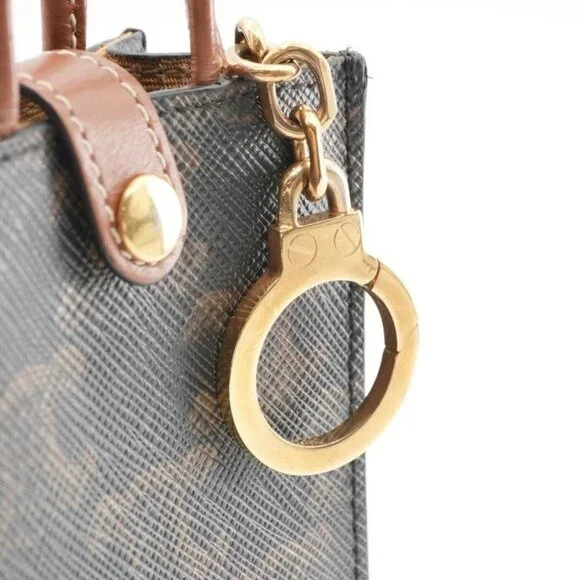 Celine Charm Brown White Gold Triomphe Canvas Logo Micro Vertical Cabas - Picture 5 of 6